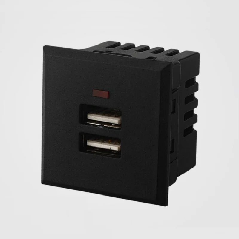 Черный Универсальная розетка, встроенная USB Настольная розетка, двойная USB 2.1A AC зарядка, розетка, настенная панель, розетка, модуль, розетка - Цвет: Черный