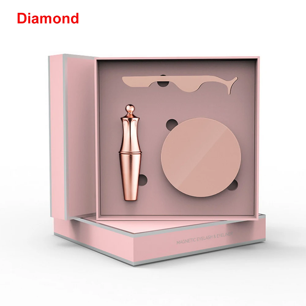 Diamond 1pair pink Магнитные накладные ресницы, 5 магнитов, накладные Пинцет для ресниц, набор, жидкая подводка для глаз, водостойкие, стойкие ресницы для естественного вида - Цвет: Diamond 1pair pink