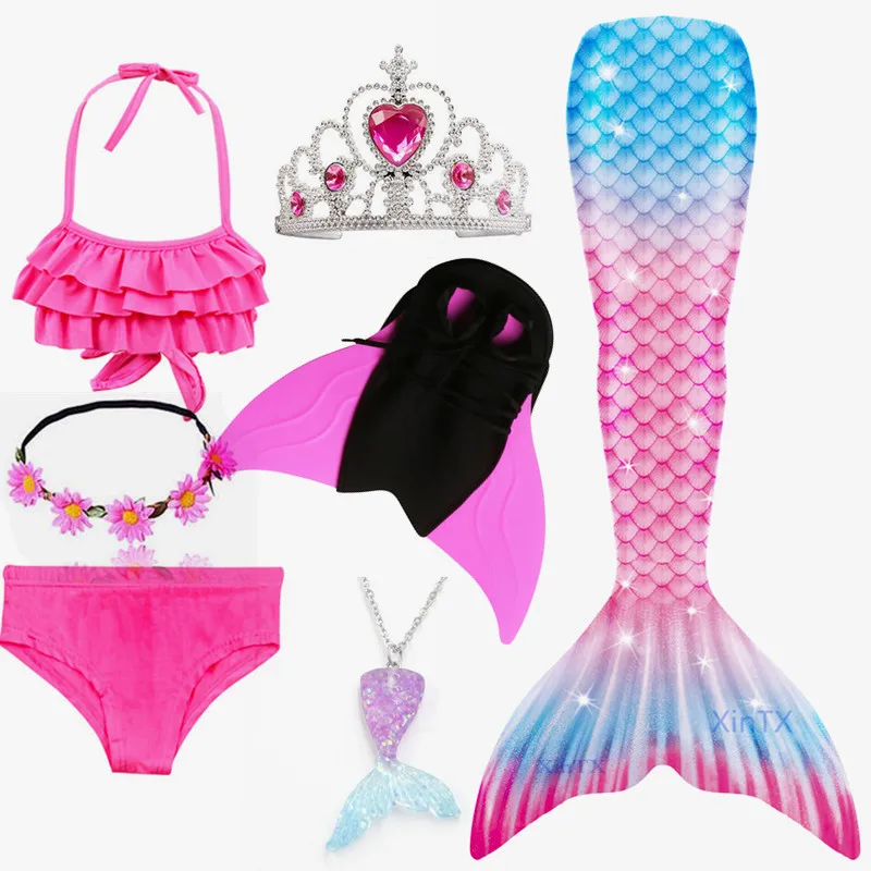 

Kids Swimmable Children Mermaid Tails With Or No Monofin Fin Bikinis Set Girls Fantasy Beach Bikini Princess Dress Costume