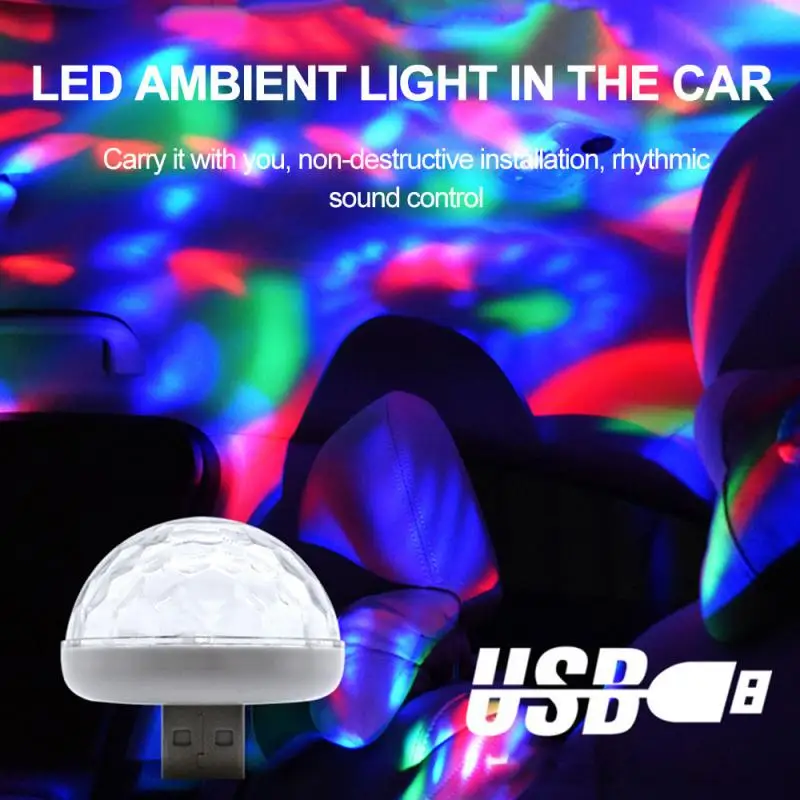 

1 шт. Автомобильная USB цветная атмосферная лампа для салона автомобиля DJ музыкальная лампа для ночного клуба Праздничная Вечеринка музыкаль...