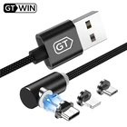 Магнитный кабель GTWIN 3 в 1 Micro USB Type-C 8 Pin, быстрая зарядка для телефона, зарядное устройство, магнитный Шнур для iPhone 12, Xiaomi, Huawei, Samsung