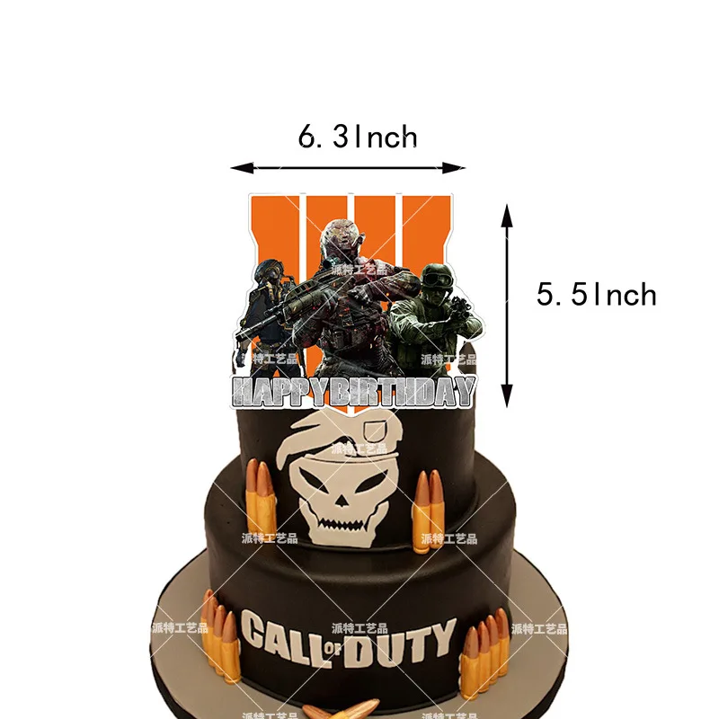 Juego de decoraci&oacute;n para fiesta de cumplea&ntilde;os con tem&aacute;tica Call Of Duty, pancarta, juego de cartas para pastel, dise&ntilde;o de escena de globo, fiesta, evento, suministro, juguetes para Baby Shower-2