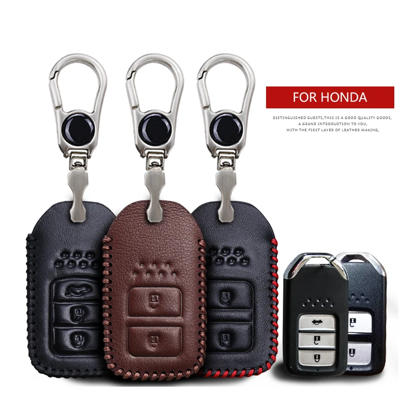 Чехол для автомобильного ключа из натуральной кожи Honda Civic 2006 2019 Fit Hrv Accord 2003 2007 Pilot