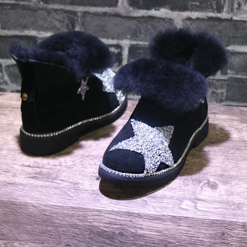 2021 explosion models creative handmade DIY snow boots fur cake thick bottom cotton shoes rhinestone | Обувь