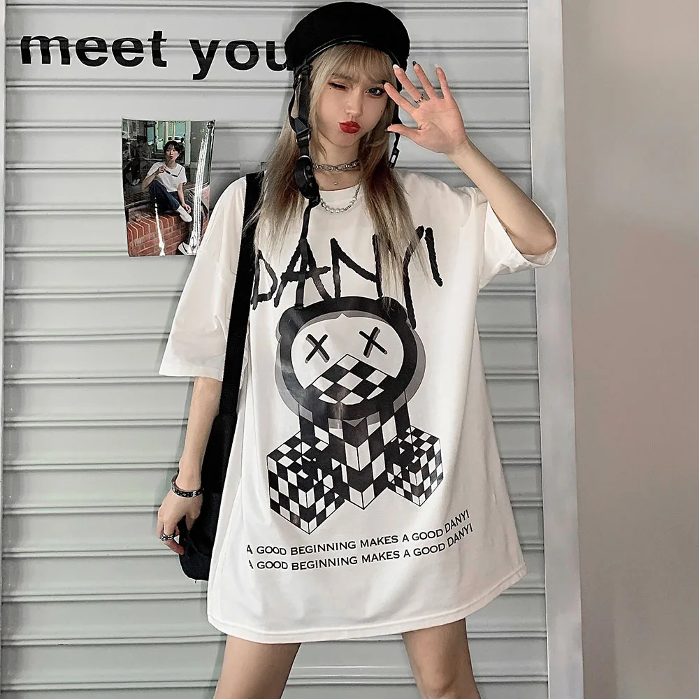 

Japan Style T-Shirt Spring Summer Korean Fashion Loose Casual Printing Letter Simple Designer Round Neck Summer 2021