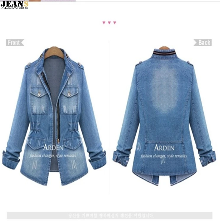 Женская джинсовая куртка 2019 модное пальто с длинным рукавом Повседневная