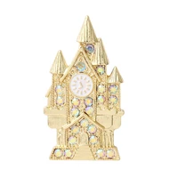 rhinestoned castle brooches fairy tale bell tower corsage lapel pin for coat scarf bag shirt classic jewelry gift for woman