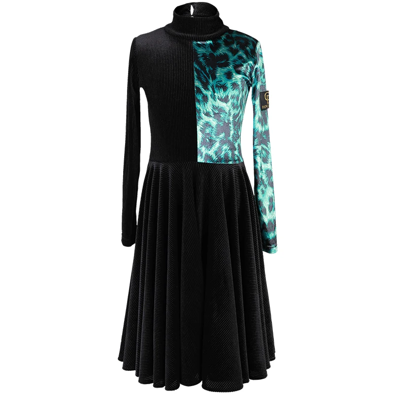 Dress (no belt) Новинка, бархатный латинский танцевальный костюм для девочек леопардовое платье Одежда для танцев детская черная танцевальная юбка Детский костюм для латинских танцев, ChaCha BL3113 - Цвет: Dress (no belt)