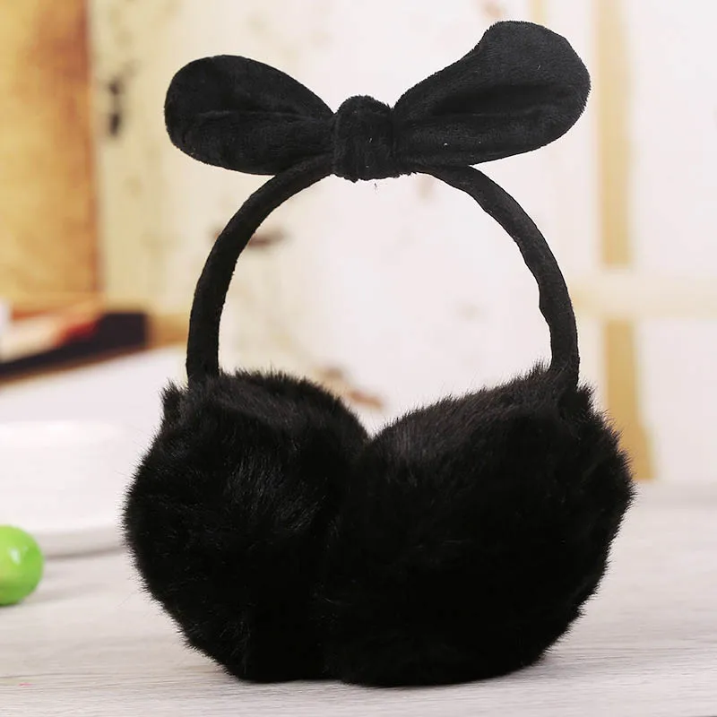 Ladies Girls Earmuffs Cute Bowknot Furry Ear Muffs Comfy Soft Outdoor Winter THJ99 | Спорт и развлечения