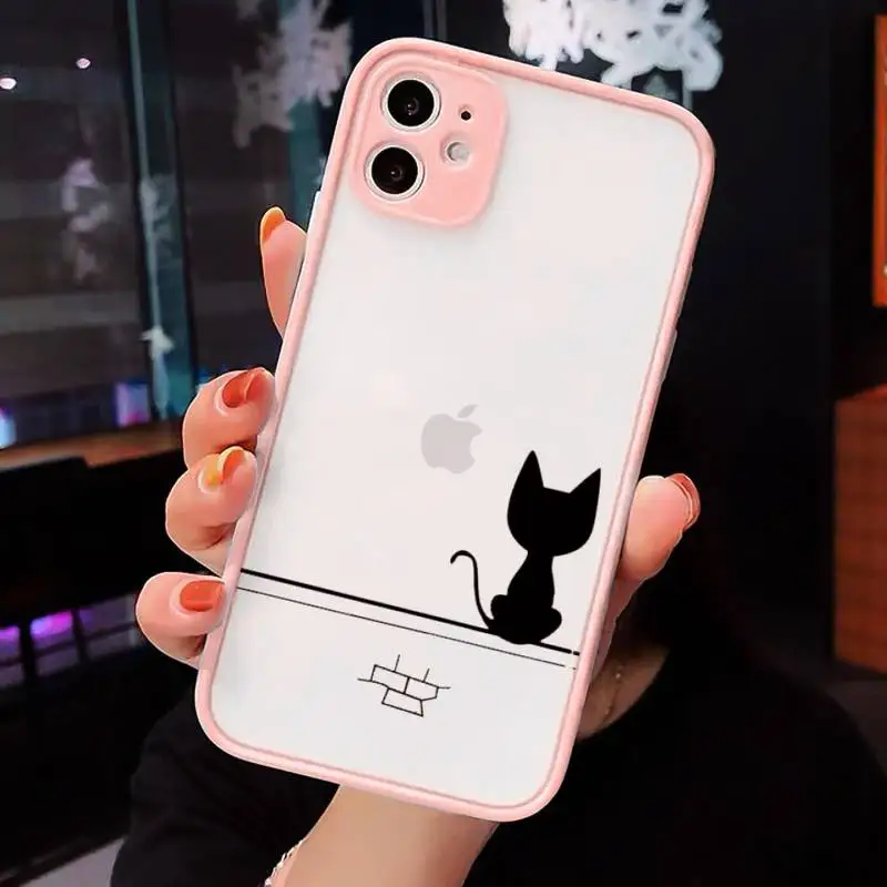 

Couples Cartoon Lovely Heart Painted-1 Phone Case For iPhone 12 11 Mini Pro XR XS Max 7 8 Plus X Matte transparent
