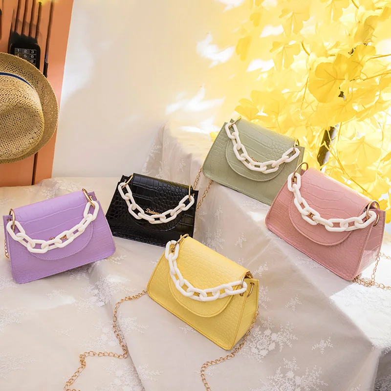 

Women Bag 2020 New Fashion Shoulder Messenger Bag Lady Crossbody Bags Chain Crocodile Pattern Small Square Bag Handbag Girl Bag