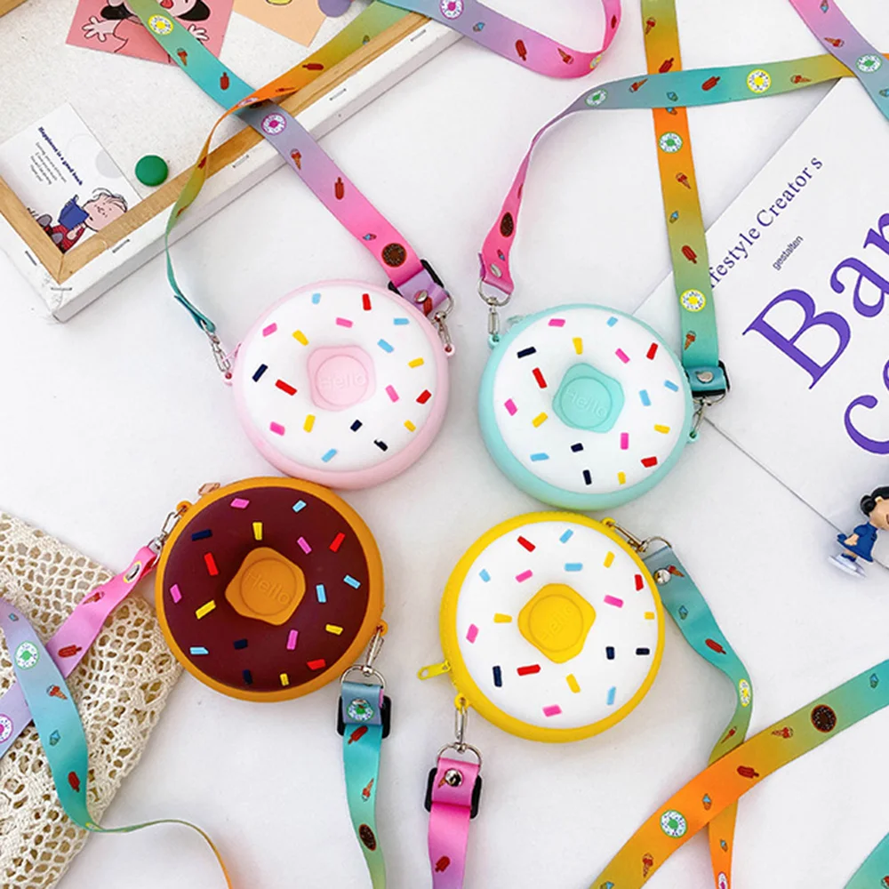 Детская силиконовая сумка-почтальонка милый пончик Детский кошелек для мелочи