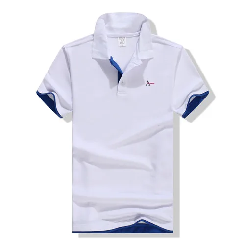 white blue(2) Новинка, мужская рубашка-поло, брендовая одежда, новая мужская рубашка поло, деловая и повседневная однотонная мужская рубашка - Цвет: white blue(2)