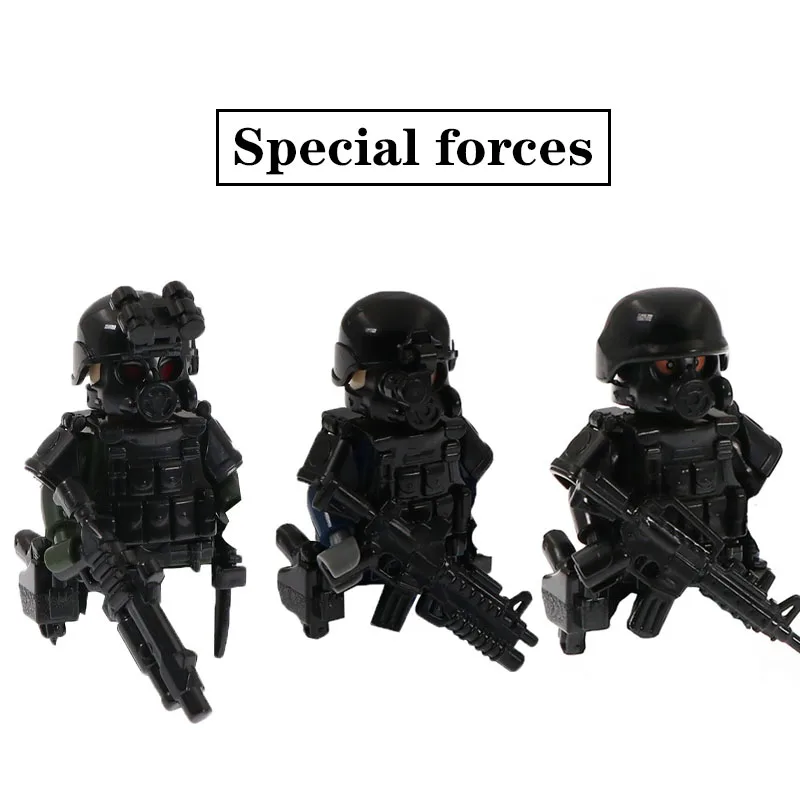 

WW2 Military Figures Weapons Gun Special Forces Parts Building Blocks Modern Soldiers Accessories Bricks City Police SWAT Toys