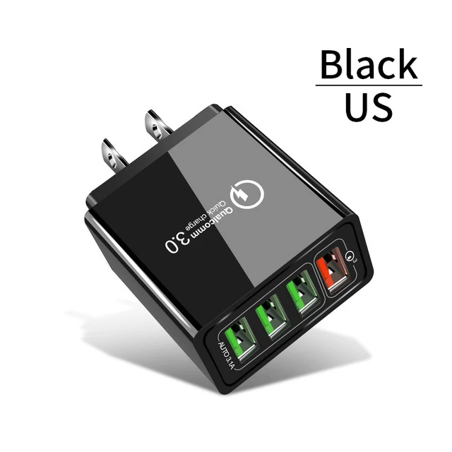 US Black 18 Вт Быстрая зарядка 3,0 Быстрая зарядка для мобильных телефонов EU вилка настенное USB зарядное устройство адаптер для iPhone samsung huawei Xiaomi QC3.0 - Тип штекера: US Black