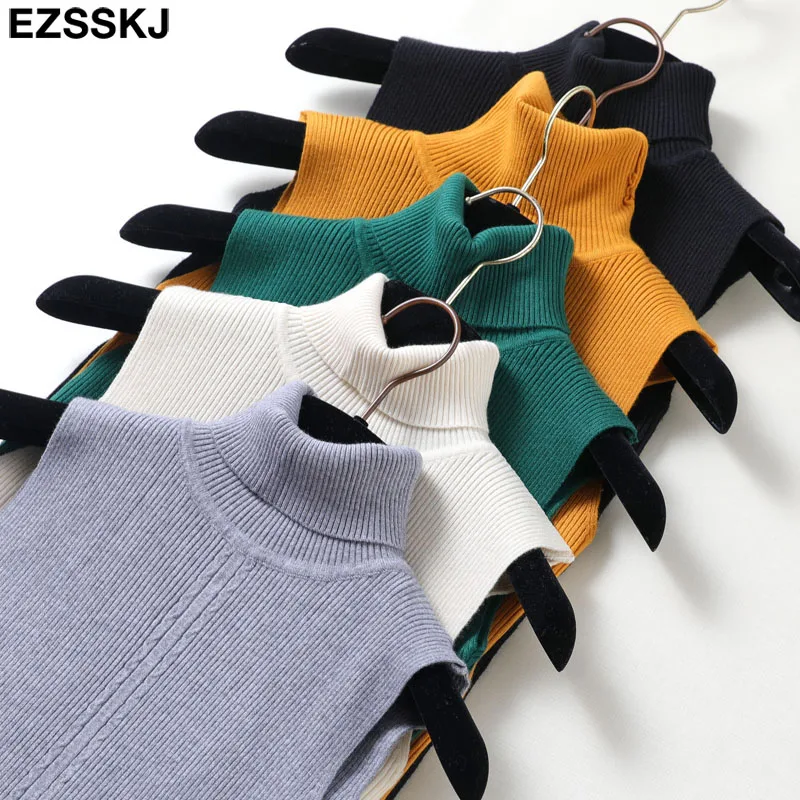 Топ женский трикотажный без рукавов с высоким воротником на весну-осень - купить