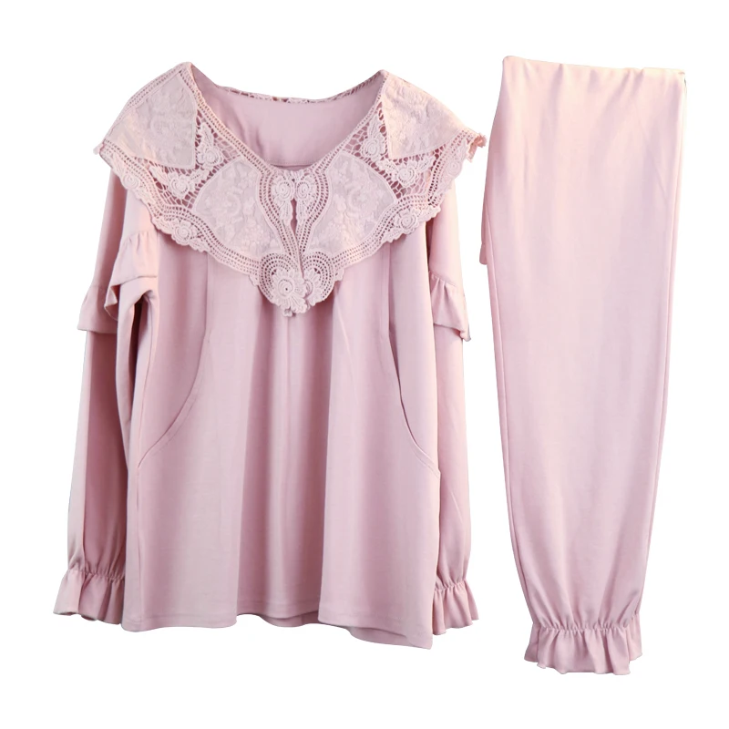 Пижама для беременных Модная хлопковая одежда кормления кружевная домашняя