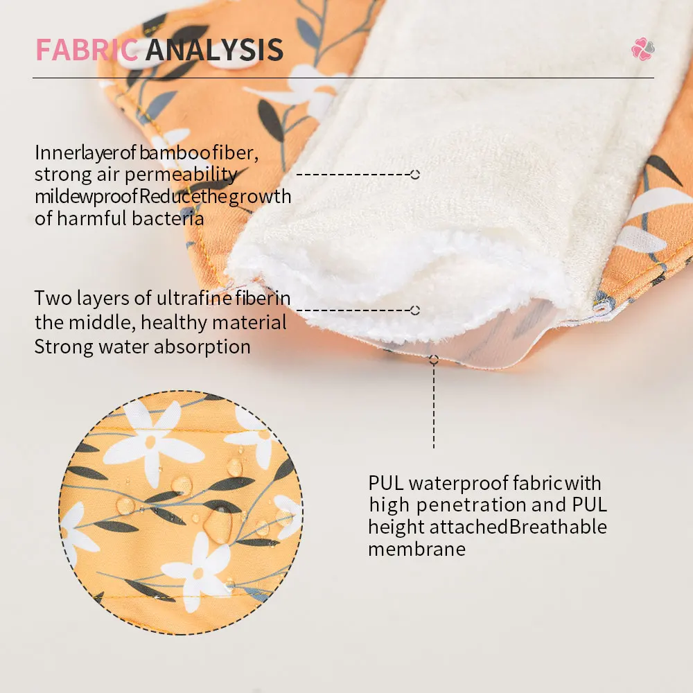 Mora Mona 5pcs Women Reusable Cloth Pads Sanitary Napkins Waterproof Bamboo Women Menstrual Washable Pads  Absorbent Pads