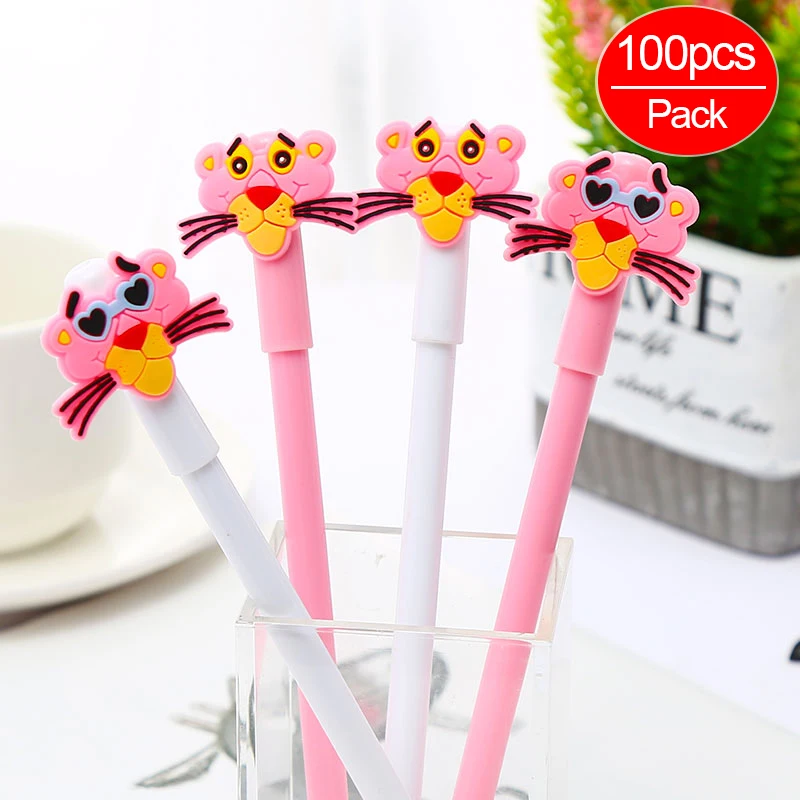 100 шт./упак. Kawaii Единорог Фламинго черная кошка панда аниме гелевая ручка Розовая