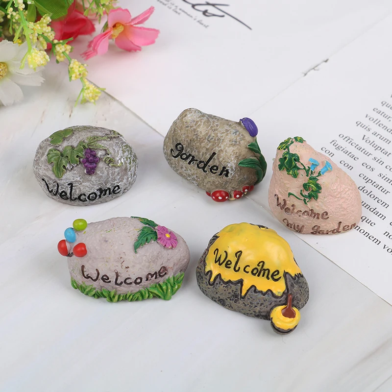Мини Добро пожаловать камень Кола Фея бонсай Декор Ремесло декоративные