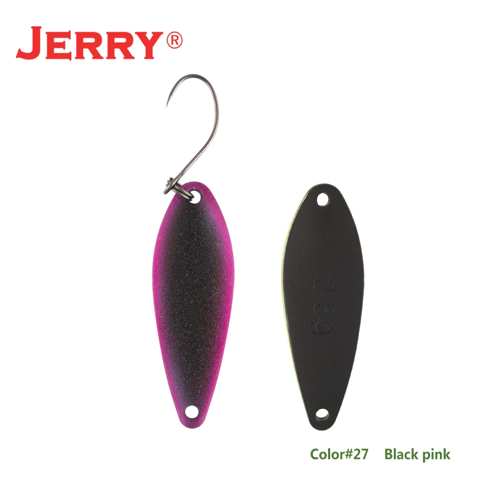 Jerry 1 шт., латунные рыболовные ложки pesca, яркие цвета, высокое качество, безделушки, форель, ложка, рыболовные приманки - Цвет: black silver