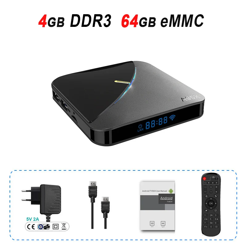4GB 64GB A95X F3 Air Smart tv Box Amlogic S905X3 Android 9,0 tv Box 4GB 64GB 2,4G 5G Wifi 8K RGB светильник медиаплеер 4K Netflix A95X Box - Цвет: 4GB 64GB