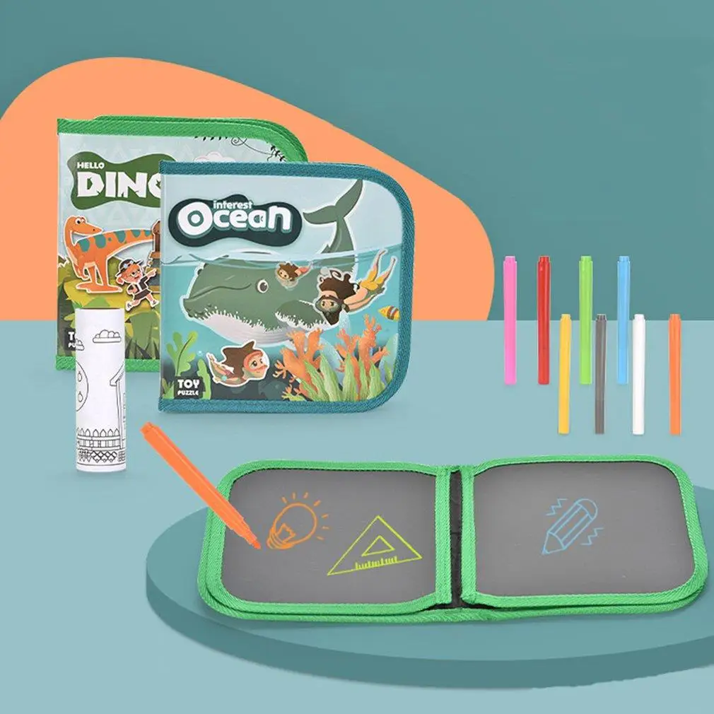 

Детская книга, двусторонняя стираемая книга для рисования, животное/Динозавр, граффити, доска для письма, товары для раннего развития