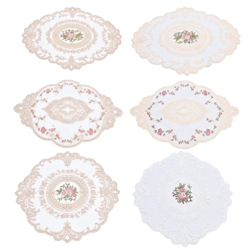 

Coffee Anti-scald European Style for Dining Table Coaster Placemat 1Pcs Lace Fabric Insulation Plate Mat Embroidery Craft