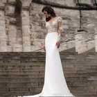 Женское свадебное платье с юбкой-годе, кружевное платье в богемном стиле с пуговицами на спине, пляжное платье невесты, 2020