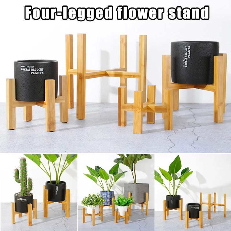

Free Standing Solid Wood Tray Bonsai Holder Home Balcony Bamboo Wood Flower Pot Holder Flower Planter Tray Gardening Accessories