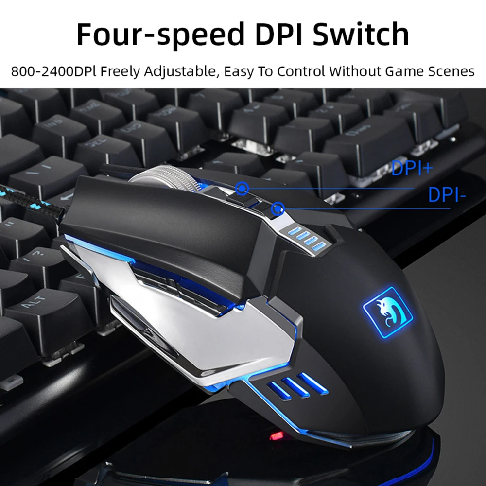 Механический металлический бесшумный проводной кабель для мыши Настольный