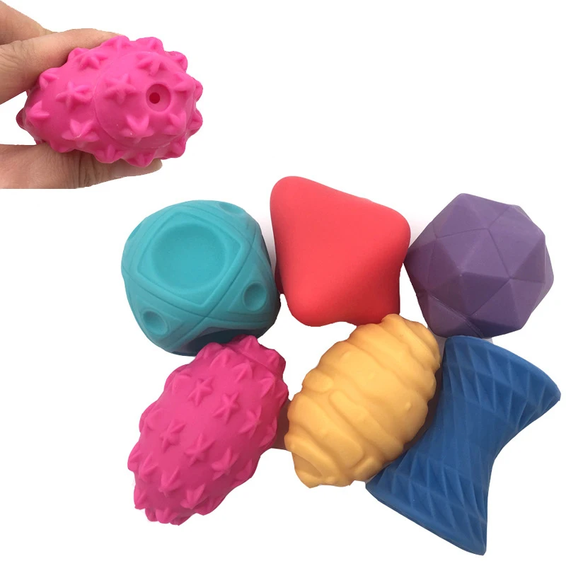 

6pcs Rubber Textured Multi tactile senses touch toys Children ball hand sensory baby toy baby training Massage soft balls