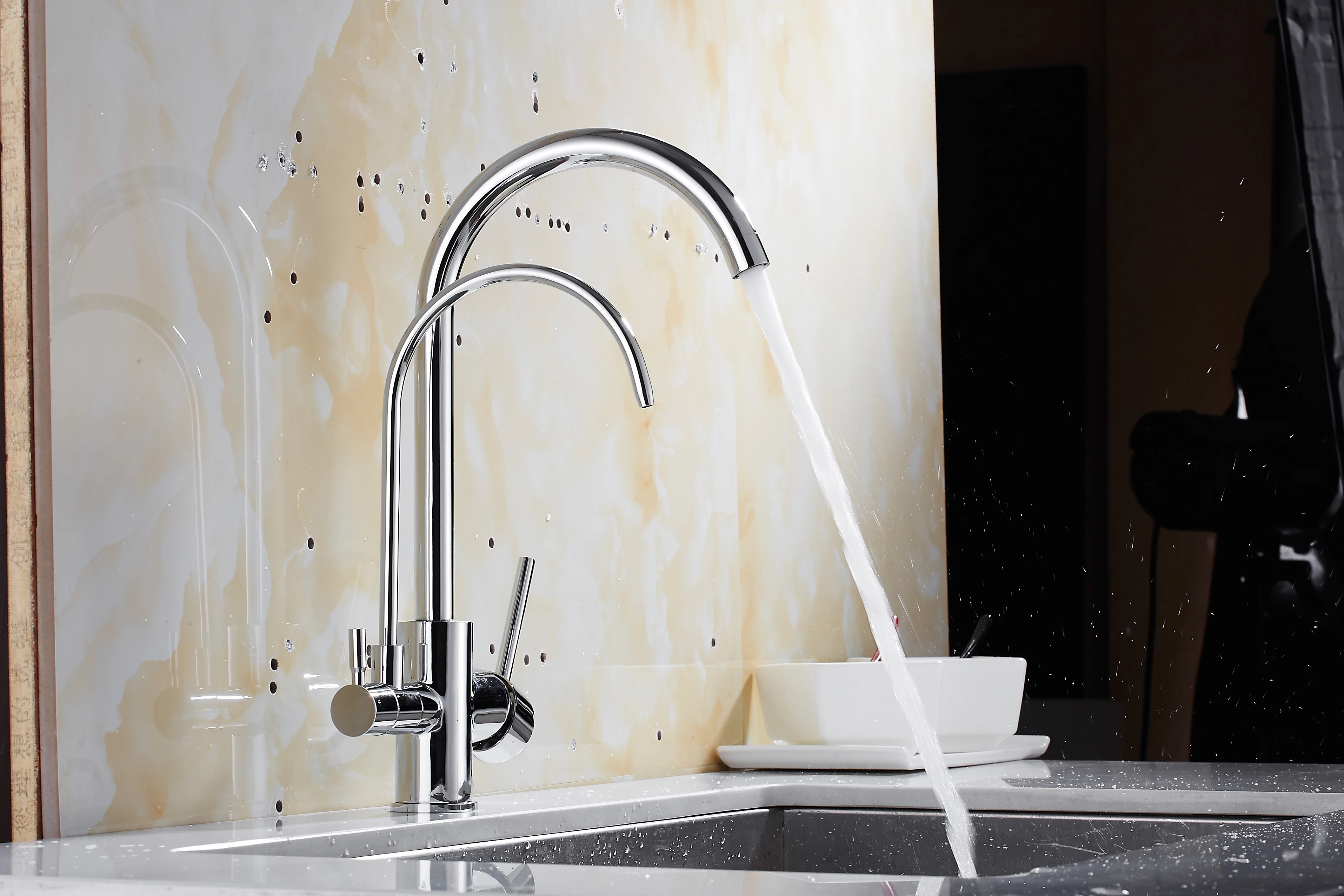 FOHEEL кухонный кран с одной ручкой одним отверстием поворотная ручка 360 градусов