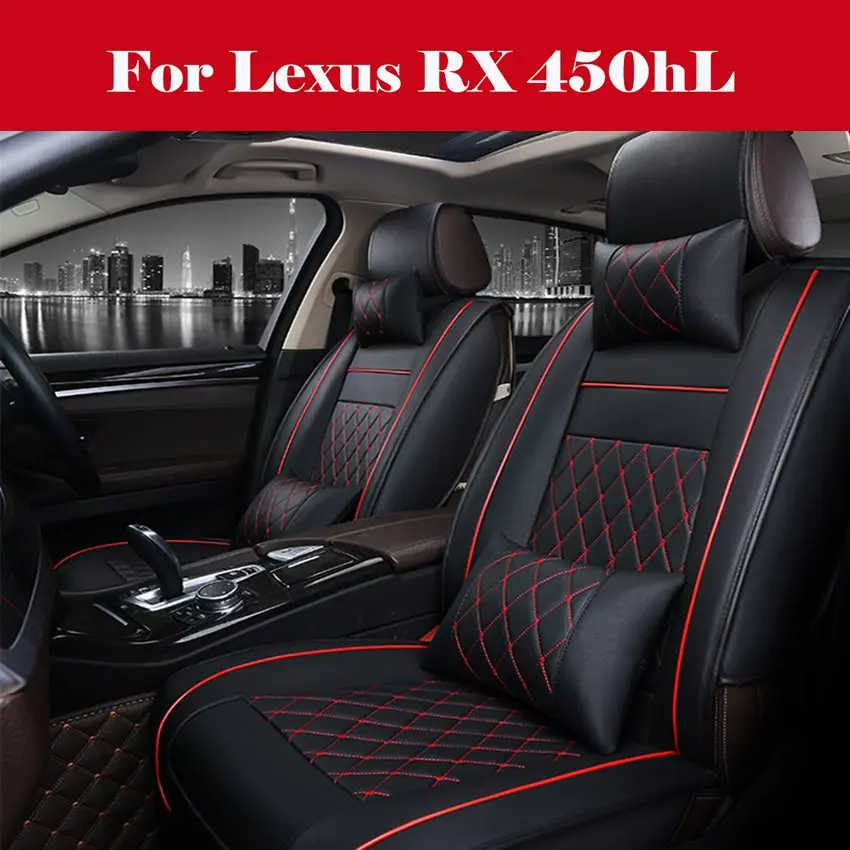 

Стандартные чехлы из искусственной кожи на автомобильные сиденья, накидки на передние и задние сиденья, черные с красными линиями, для Lexus RX ...