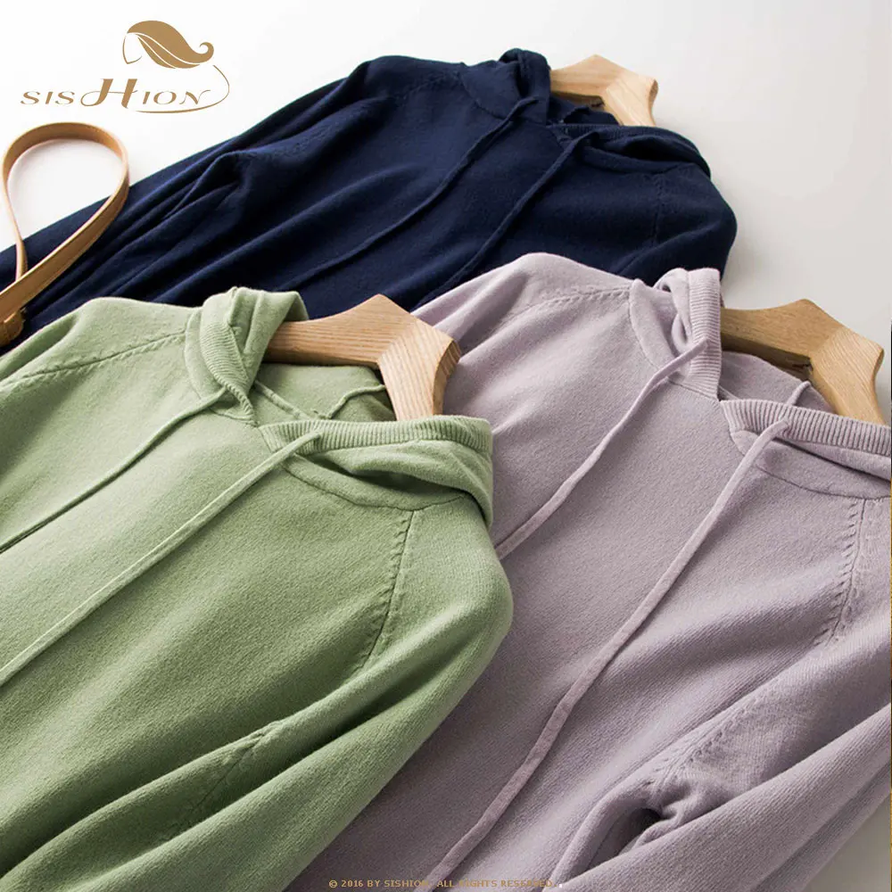 

SISHION Autumn Winter knittes thin sweatshirt Coat Loose Pullover Women Sweatshirt Female Casual Hoodies SP0654