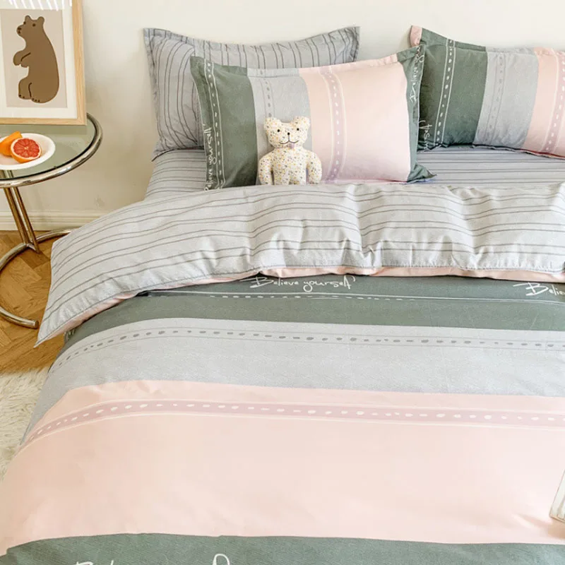 

Home Textiles Bedding Sets Home Bedding Duvet Cover Flat Sheet Skin-Friendly Aloe Cotton 3/4PCS Quilt Cover Sheet Pillowcases