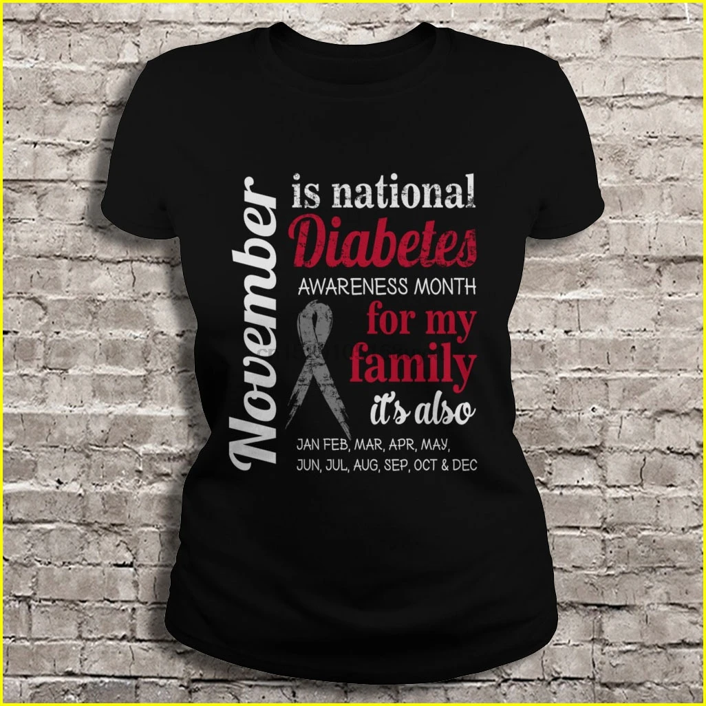 Мужская футболка с надписью November is national diabeth month for my family женская |