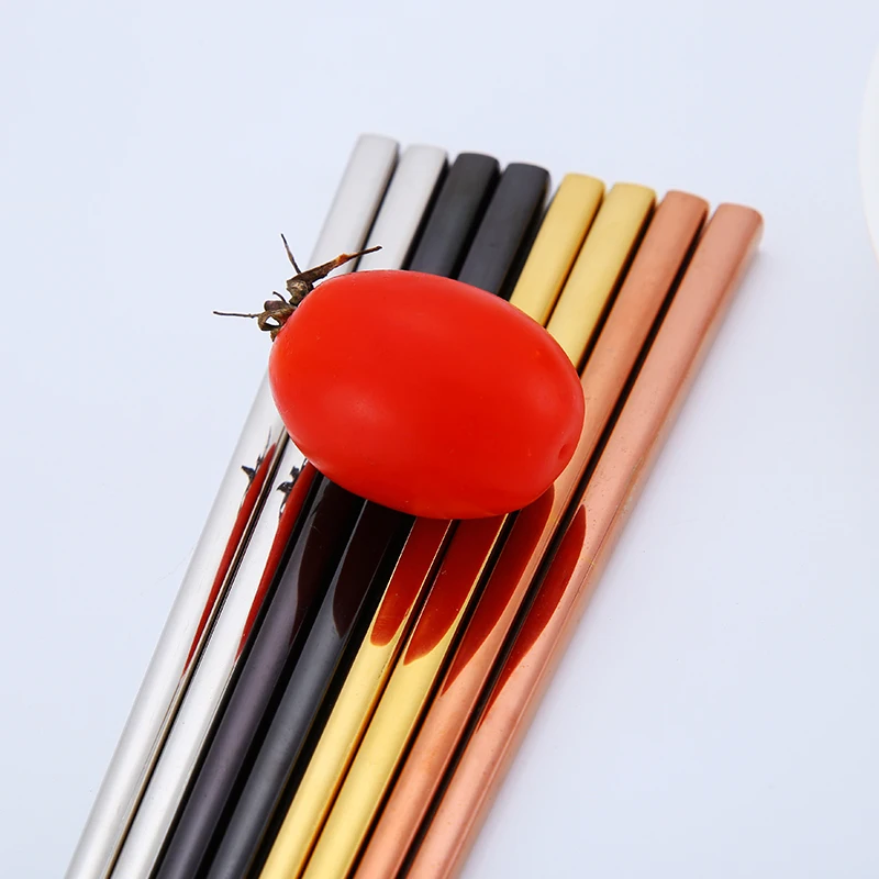 Квадратные палочки для еды 1 пара 23 см титановые золотые розовые суши Хаши