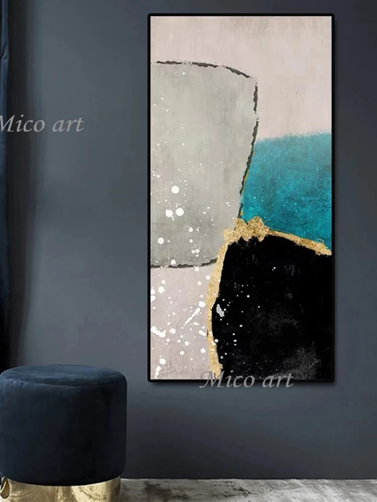 Новое поступление абстрактная красочная Золотая фольга картина маслом