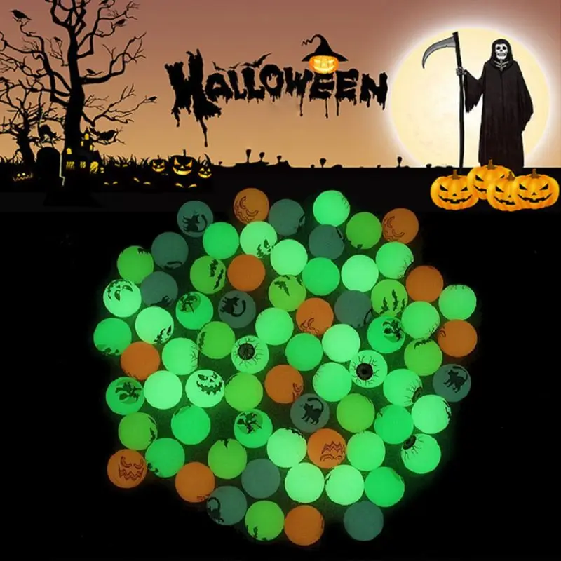 

72Pc Halloween Theme Glow in The Dark Bouncing Balls Halloween Bouncy Party Favor Supplies Trick or Treating Goodie Toys