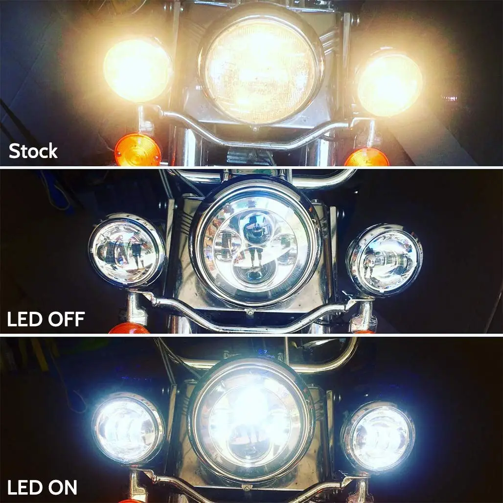 

7" Chrome LED Projector Headlight 4.5" Fog Passing Light For Harley Road King Softail Electra Glide Night Train Bad Boy