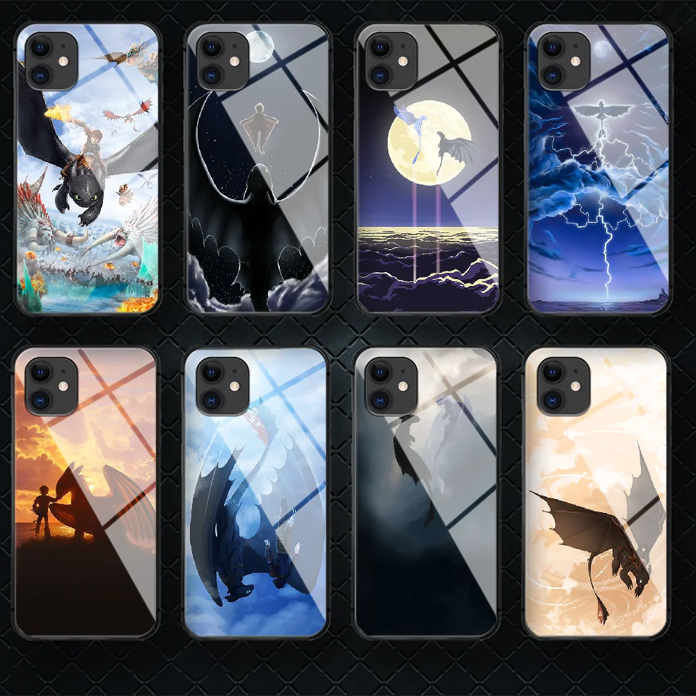 

Master Of Dragon Training Tempered Glass Phone Case Cover For IPhone 5 6 7 8 11 12 S Plus Xr X Xs Pro Max Mini Se 2020 Black