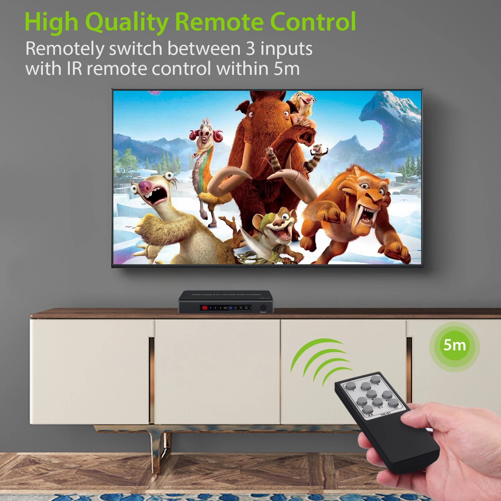 Prozor HDMI-совместимый аудио экстрактор конвертер 3 входа в аналоговый оптический