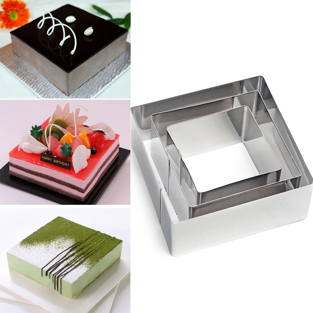 Квадратный фрезы Нержавеющая сталь печенье торт круг кроя форма для Мусса