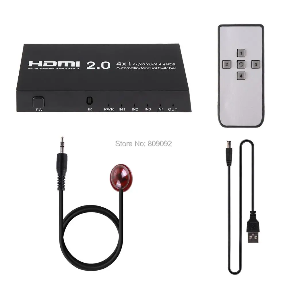 HDMI 2 0 4x1 автоматический/ручной переключатель с ИК-управлением 4 в 1 выход Поддержка
