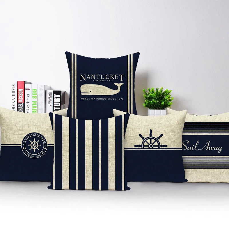 Подушка в морском стиле декоративная наволочка для подушки военно морского