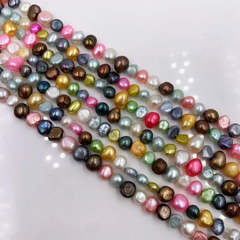 Free Shipping 4 5mm 6 7mm 7 8mm Select by Size! Mixed Colors Baroque Potato Natural Freshwater Pearl Loose Beads 15&quot|bead strand|potatoes