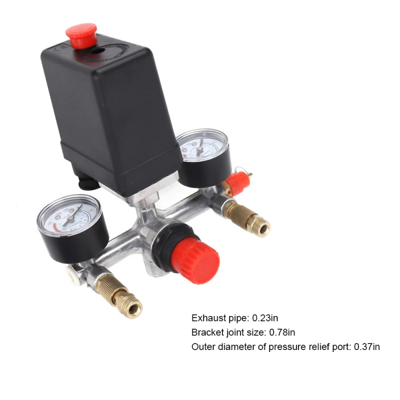 

95-125 Psi Air Compressor Pressure Valve Switch Control Regulator with Gauges for Fast Pressure Reduction