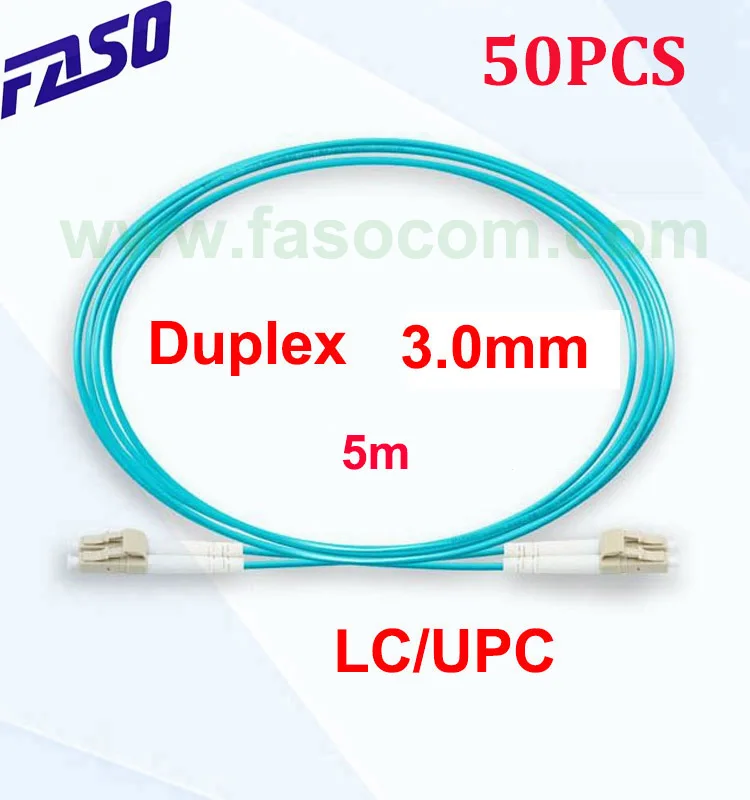 

Фасо 50 шт./упак. 5M Multimode OM3 оптический Волоконно-оптический патч-корд LC/UPC дуплексный 3.0 Перемычка мм оптический патч-кабель