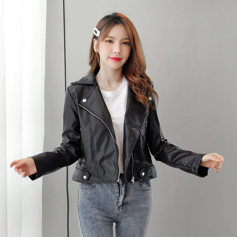 

Fall 2020 new style waist leather fashion jacket women's short